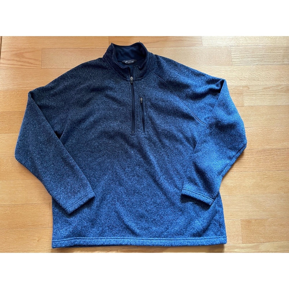 Mens Eddie Bauer Heathered Blue Pullover 1/4 Zip Mock Neck Size XXL